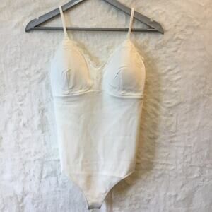 Love Bonito White Amalthea Padded Lace Trim Bodysuit